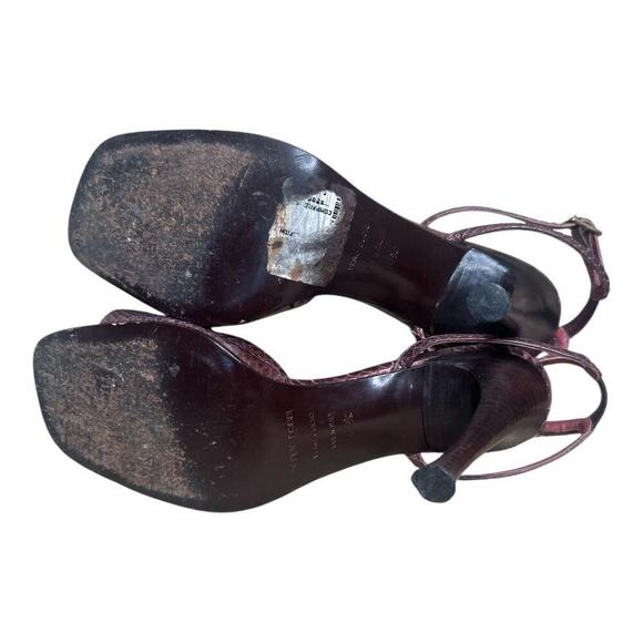 Sergio Rossi Brown Reptile Leather Ankle Strap Platform Heeled Sandals 40.5/ 9.5 - Picture 6 of 9